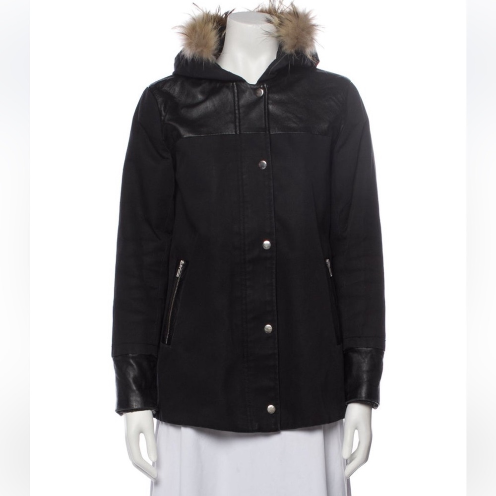 sandro fur trim jacket